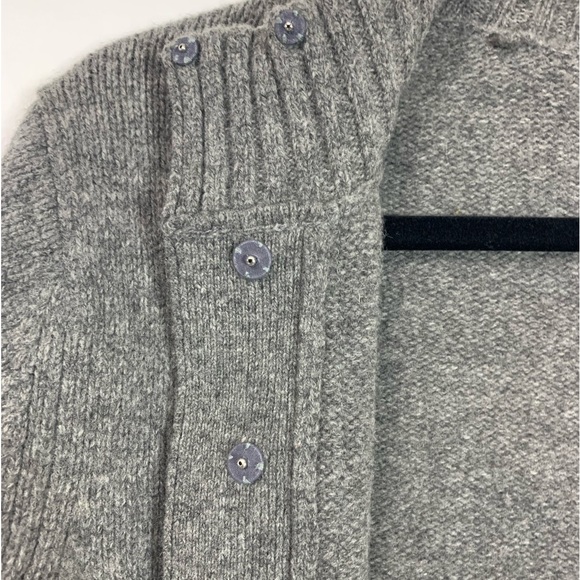 Garnet Hill Womens 100% Lambswool Cardigan Medium Grey Mock Neck Beading *Read - Picture 10 of 14